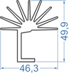 Алюминиевый радиаторный профиль 46,3x49,9