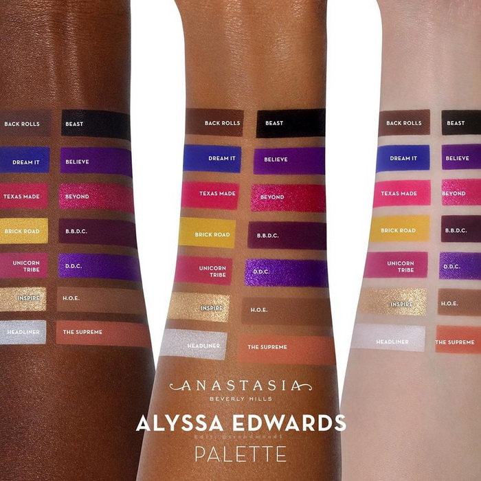 Anastasia Beverly Hills x Alyssa Edwards Eyeshadow Palette Summer 2019 - Swatches