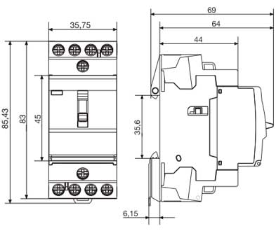 Модульний контактор 2-х полюсний Hager Габаритний розміри контактор Хагер