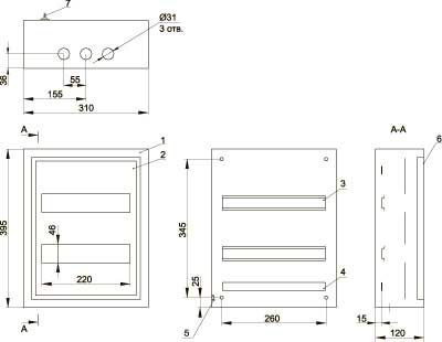 Габаритні розміри корпус ЩРн-24 Габаритні розміри корпус ЩРн-24
