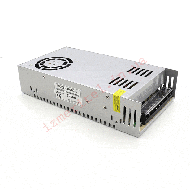 3D огляд Імпульсний блок живлення 5В 60А 300Вт 3D огляд Імпульсний блок живлення 5В 60А 300Вт