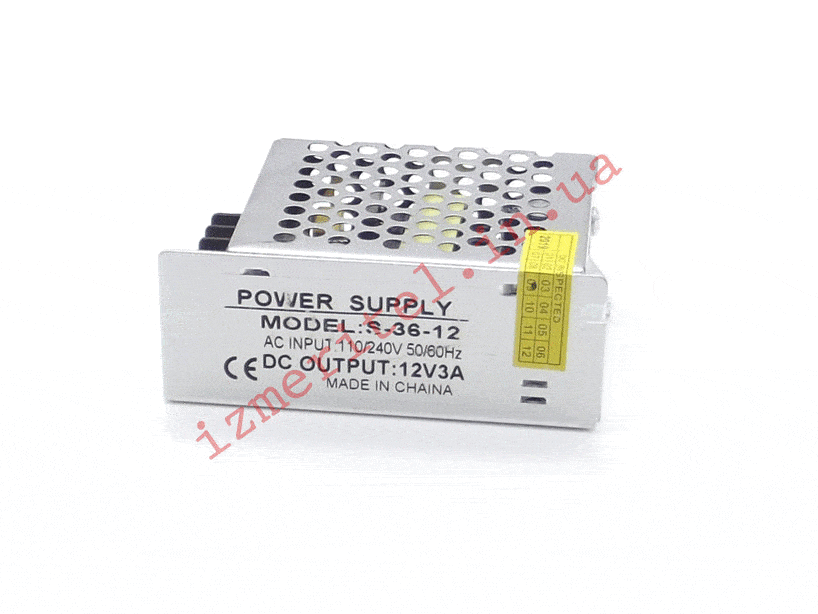 3D обзор Импульсный блок питания 12В 3А 36Вт 3D обзор Импульсный блок питания 12В 3А 36Вт