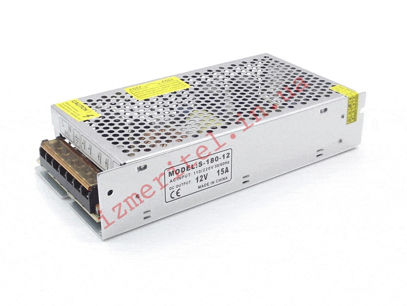 3D огляд Імпульсний блок живлення 12В 15А 180Вт 3D огляд Імпульсний блок живлення 12В 15А 180Вт