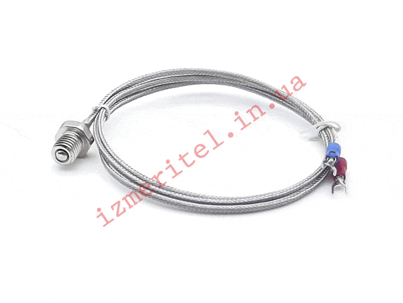 3D огляд Датчик температури, термопара тип K (0...800°C), під різьбу M10, 1 метр 3D огляд Датчик температури, термопара тип K (0...800°C), під різьбу M10, 1 метр