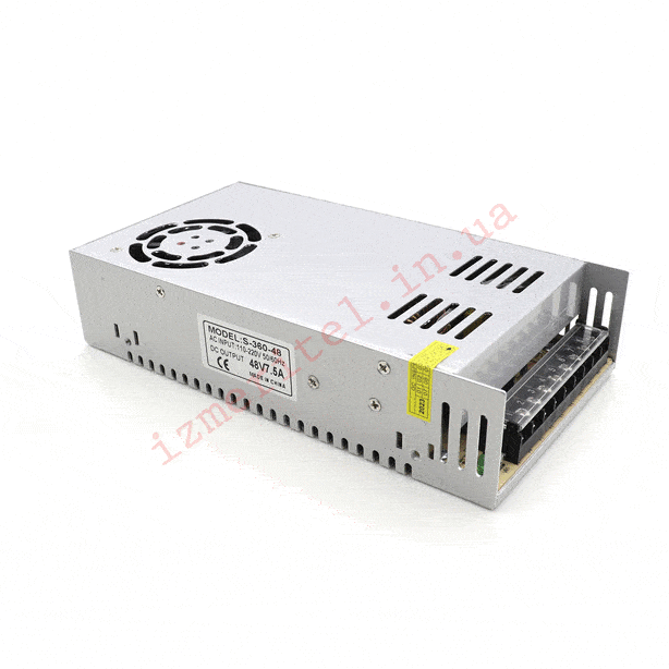3D огляд Імпульсний блок живлення 48В 7.5А 360Вт 3D огляд Імпульсний блок живлення 48В 7.5А 360Вт