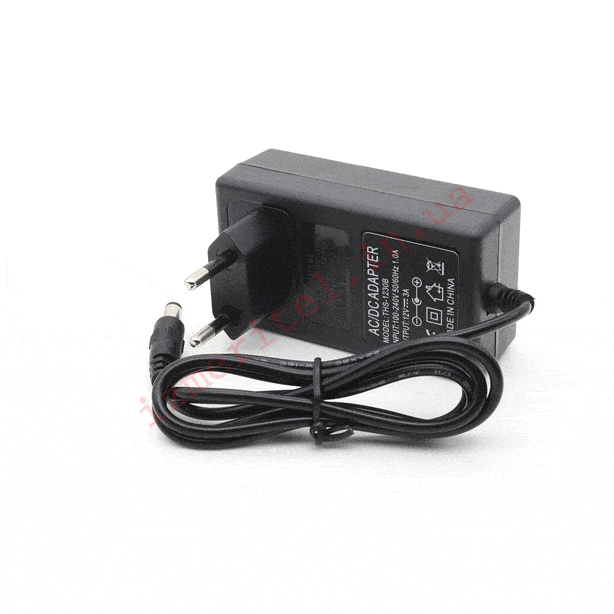 3D огляд Блок живлення 12В 3А 36Вт у пластиковому корпусі 3D огляд Блок живлення 12В 3А 36Вт у пластиковому корпусі