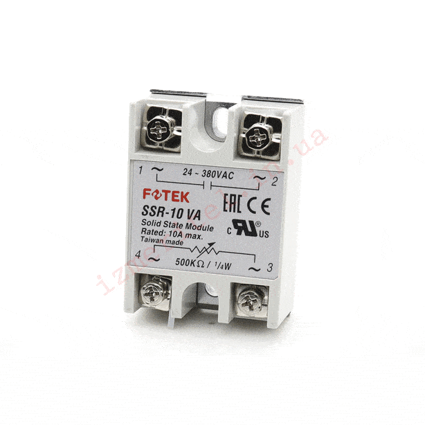 3D огляд Оригінальне однофазне твердотільне реле FOTEK SSR-10 VA 3D огляд Оригінальне однофазне твердотільне реле FOTEK SSR-10 VA