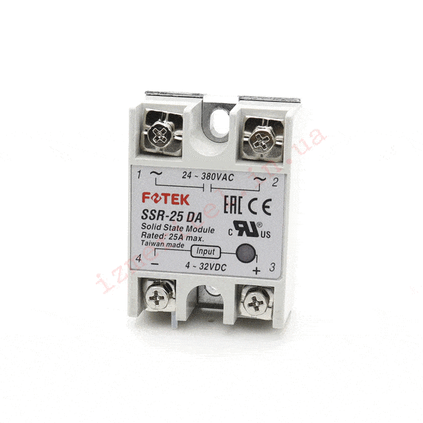 3D огляд Оригінальне однофазне твердотільне реле FOTEK SSR-25 DA 3D огляд Оригінальне однофазне твердотільне реле FOTEK SSR-25 DA