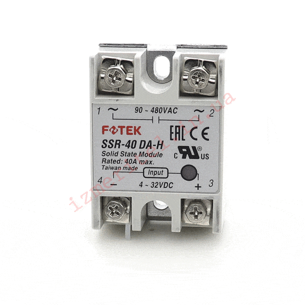 3D огляд Оригінальне однофазне твердотільне реле FOTEK SSR-40 DA-H 3D огляд Оригінальне однофазне твердотільне реле FOTEK SSR-40 DA-H