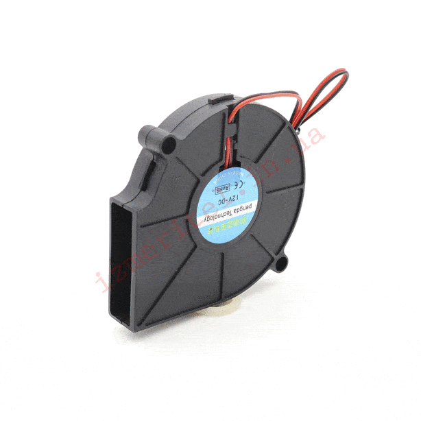 3D огляд Радіальний вентилятор 7515, 12В, 3300 об/хв, 250 мА, 3 Вт 3D огляд Радіальний вентилятор 7515, 12В, 3300 об/хв, 250 мА, 3 Вт