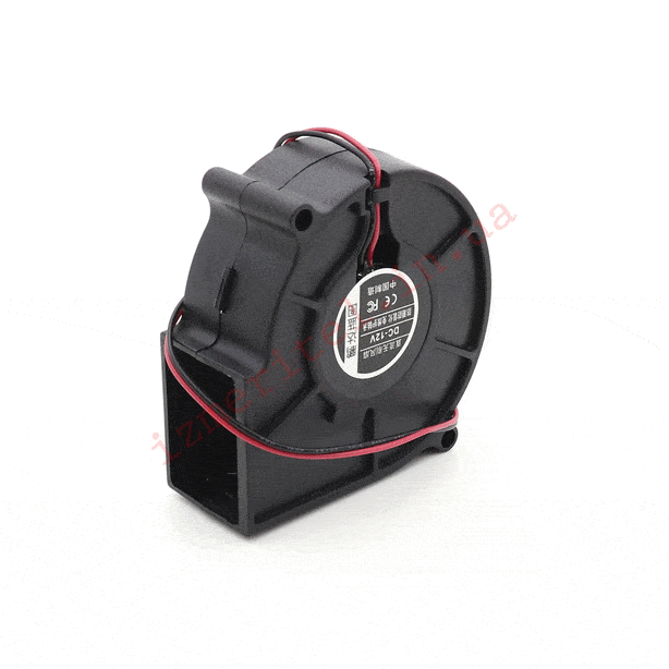 3D огляд Вентилятор радіальний (центробіжний) 7530, 12В, 5000 об/хв, 380 мА, 4.5 Вт 3D огляд Вентилятор радіальний (центробіжний) 7530, 12В, 5000 об/хв, 380 мА, 4.5 Вт