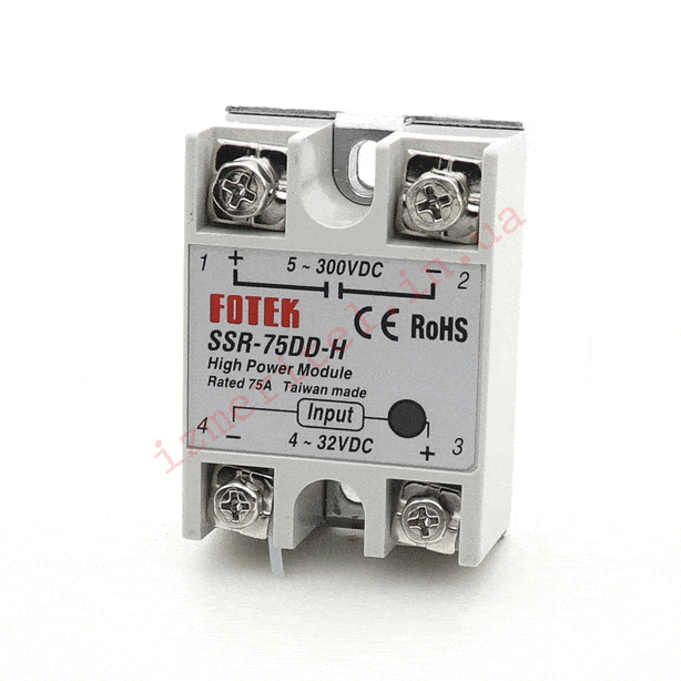 3D огляд Оригінальне однофазне твердотільне реле FOTEK SSR-75 DD-H 3D огляд Оригінальне однофазне твердотільне реле FOTEK SSR-75 DD-H