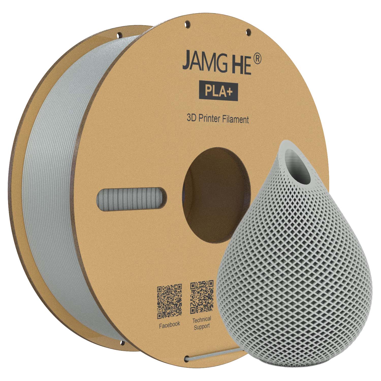 Пластик для 3D принтера JamgHe PLA Plus 1.75 мм, 1кг, Сірий