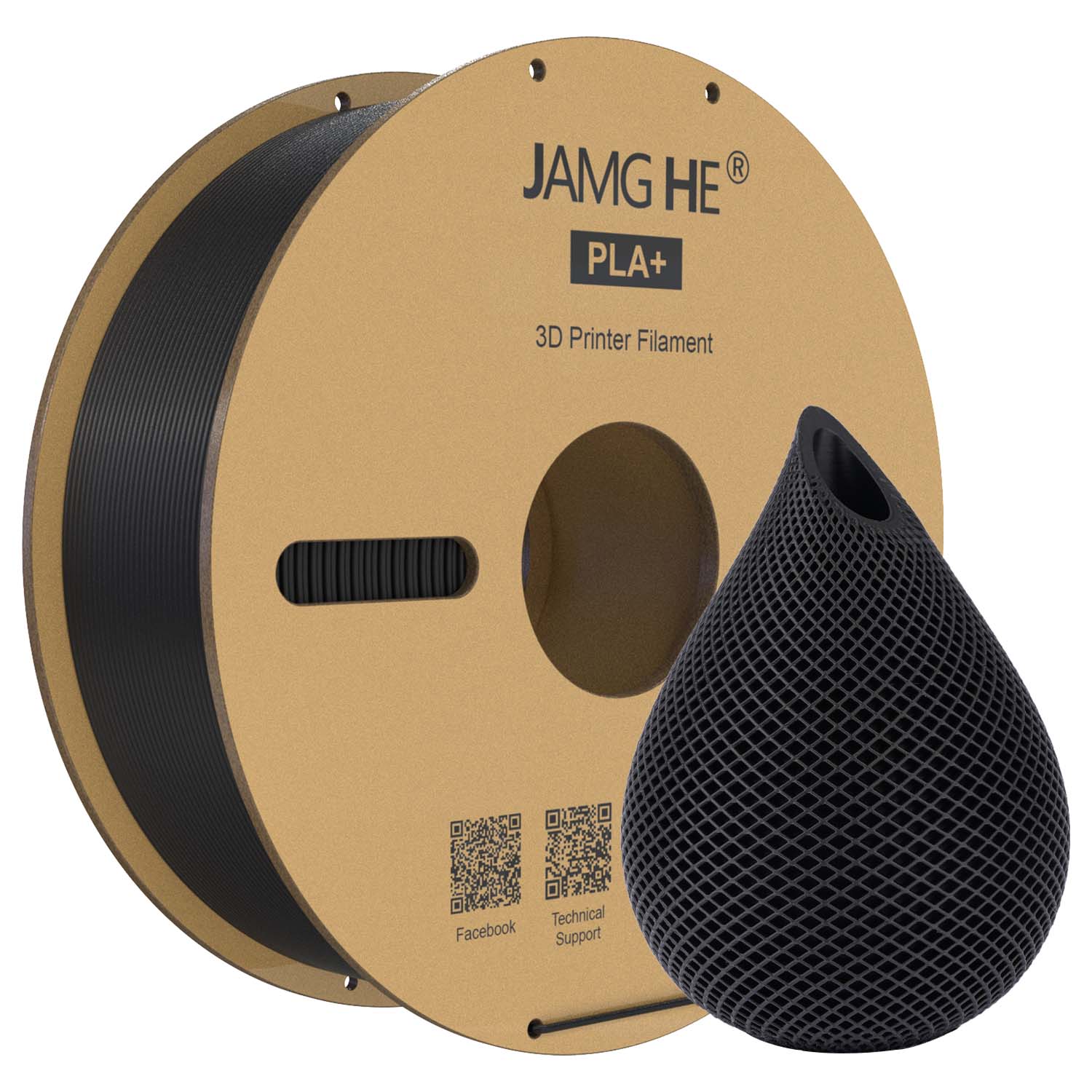 Філамент JamgHe PLA Plus 1.75 мм, 1 кг, Чорний