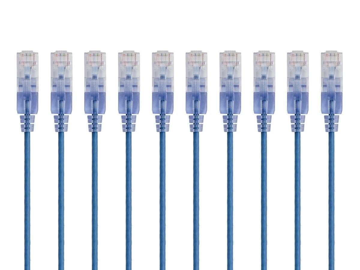 Патч-кабель Ethernet Monoprice Cat6A - интернет-кабель - 0,3 м (0,3 м) - синий (10 шт.) RJ45, витой, 550 МГц, UTP, оголенный медны
