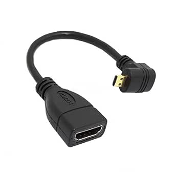 SYSTEM-S Micro HDMI штекер, похилий вгору під кутом 90° до вхідного кабелю HDMI 15 см