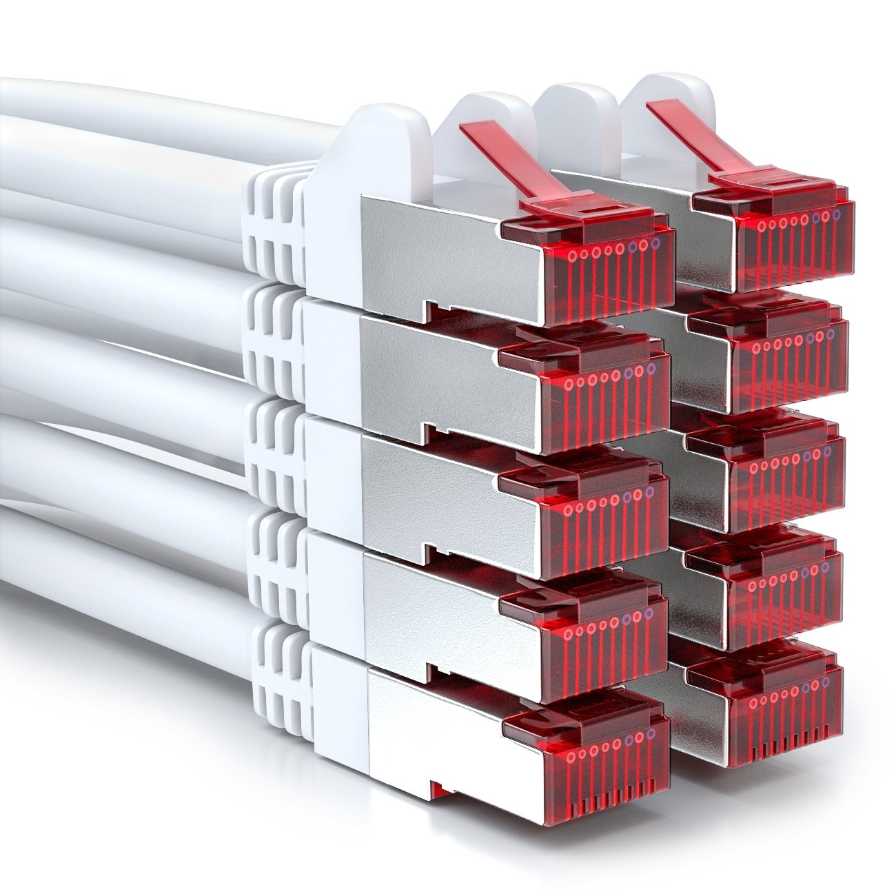 Патч-кабель deleyCON 10x 0,5 м CAT6 S/FTP PiMF екранований CAT-6 RJ45 мережевий кабель Ethernet LAN DSL комутатор маршрутизатор мо
