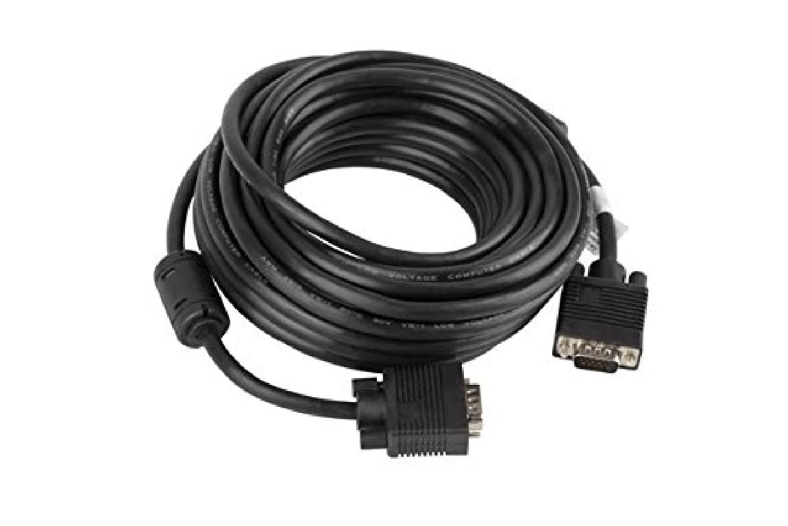 Кабель Lanberg CA-VGAC-10CC-0100-B с вилкой VGA (15 полюсов) и ферритовым сердечником, 10 м, черный.