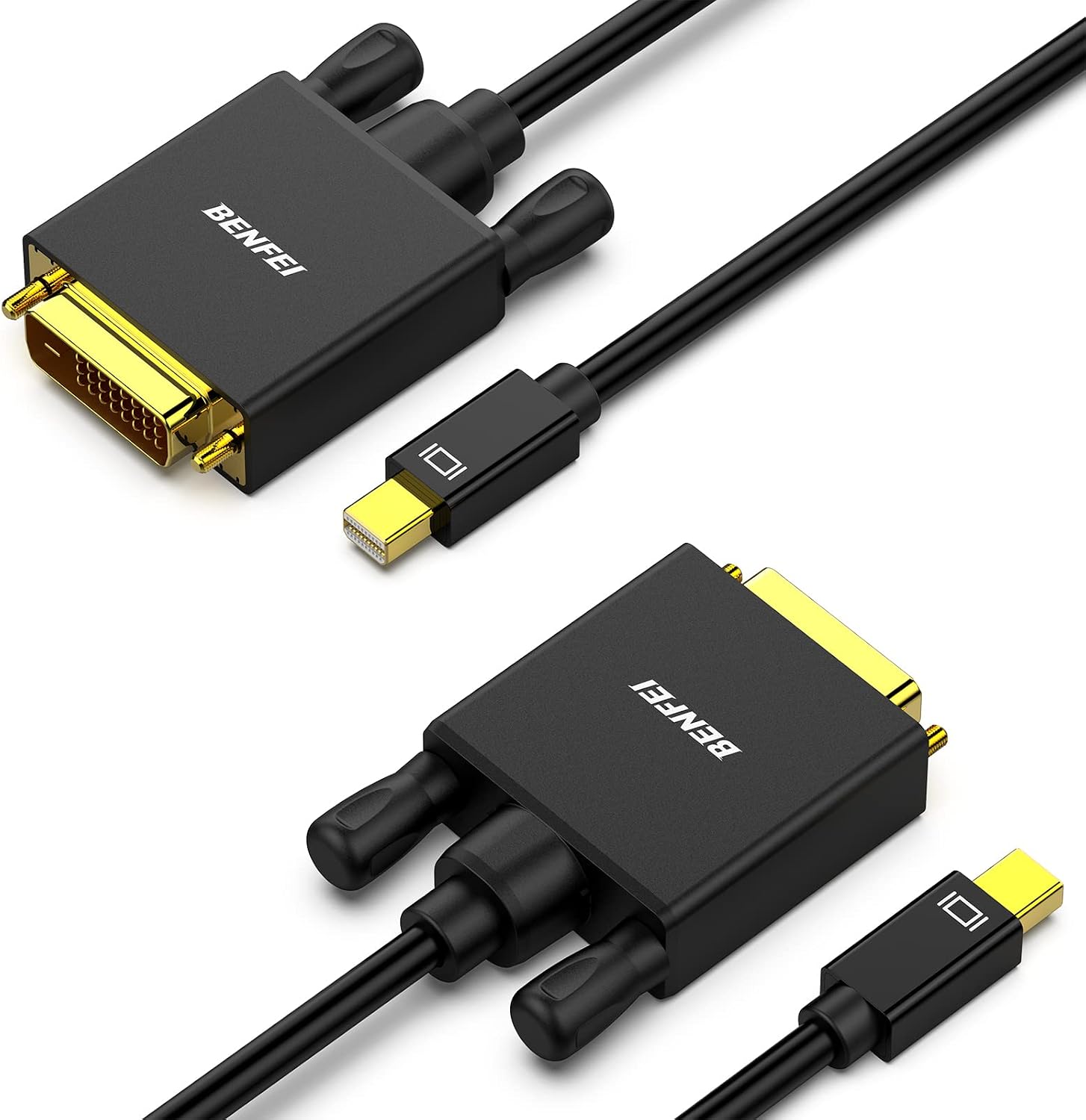 Кабель BENFEI Mini Displayport-DVI, 2 шт., кабель Mini DP-DVI 1,83 м (тато-тато), позолочений шнур для MacBook, iMac (LG51), Surfa
