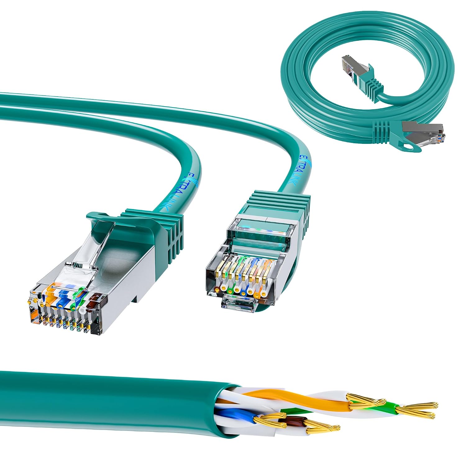 Сетевой кабель Extralink EX.7713 RJ45 Cat 6 FTP, патч-кабель LAN, скорость 10 Гбит/с, позолоченный штекер RJ45, LSZH, гигабитный E