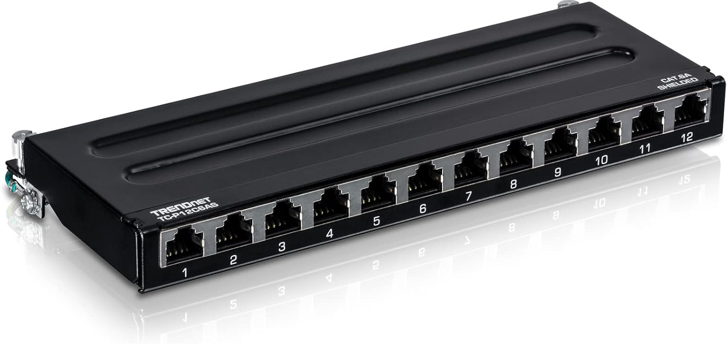 Патч-панель TRENDnet TC-P12C6AS на 12 портів Cat6a, екранована, для настінного монтажу