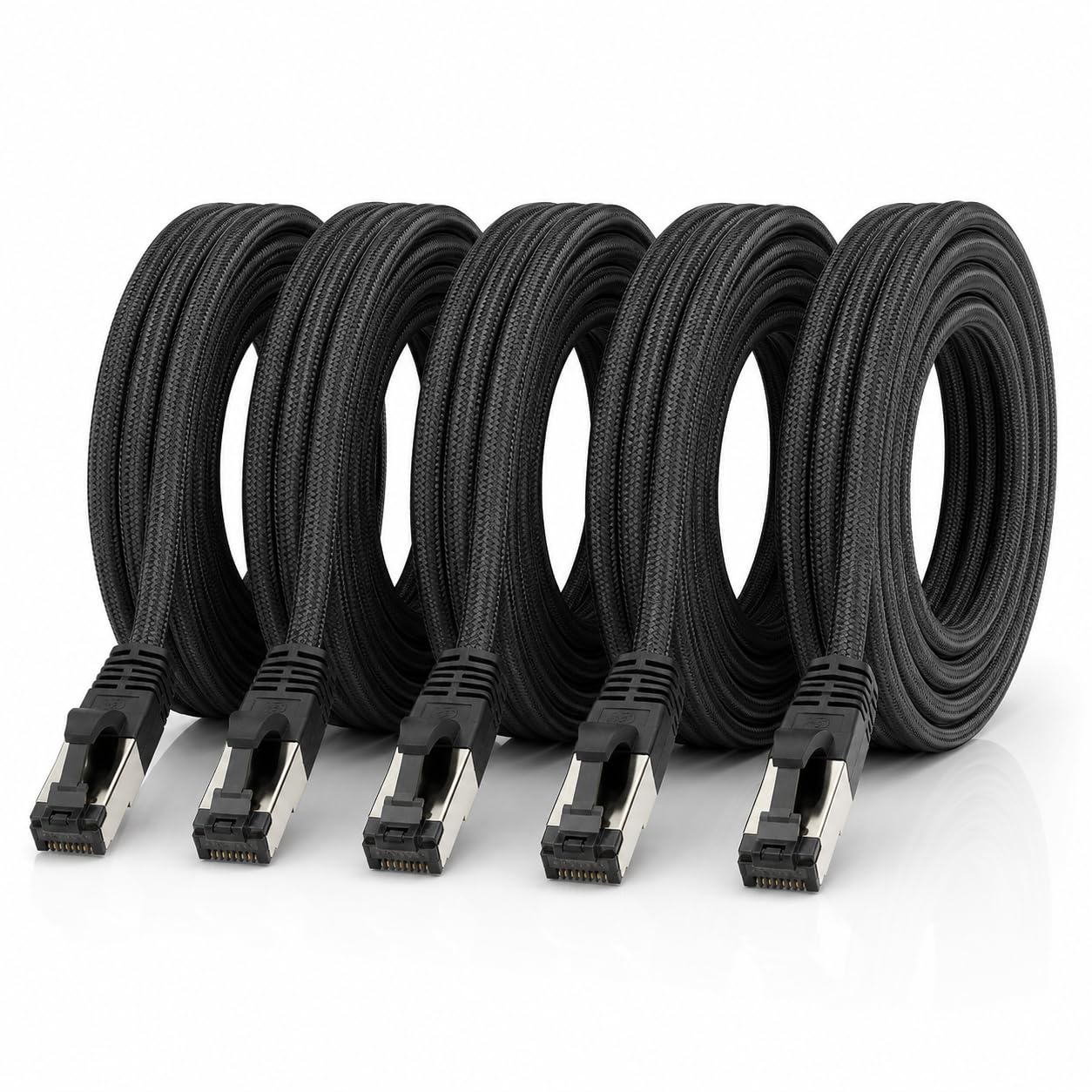 1aTTack.de Патч-кабель Cat6 из черной хлопчатобумажной ткани, категория 6a, кабель RJ 45, LAN Ethernet, патч-кабель, 500 МГц, 10 Г