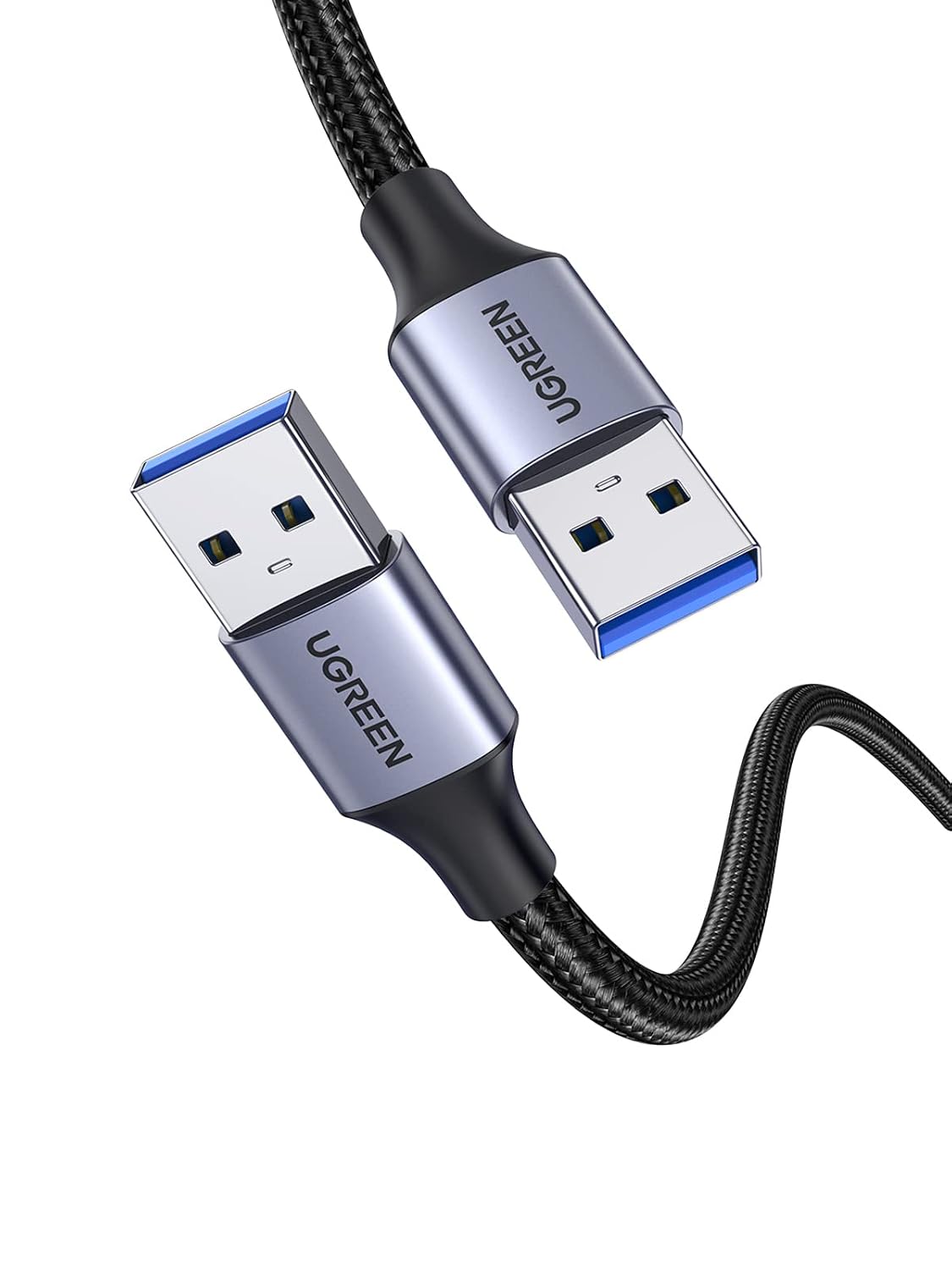 Кабель для передачи данных UGREEN USB 3.0 A — USB 3.0 A, в алюминиевой оплетке (0,5 м) | Передача данных, зарядка, совместим с кор
