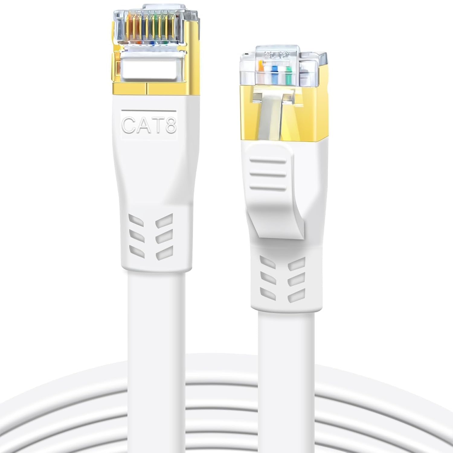 Кабель Ethernet DDMALL CAT 8, 1 м, высокоскоростной плоский патч-кабель CAT8 40 Гбит/с 2000 МГц, гигабитная сеть LAN с позолоченны