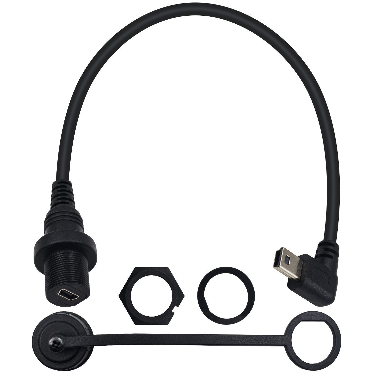 Кабель Duttek Mini USB для кріплення на панель, Mini USB, подовжувач, під прямим кутом, чоловічий-жіночий, для автомобіля, човна,