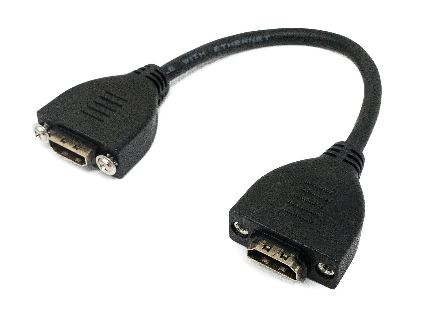 Кабель HDMI 1.4 System-S, 23 см, адаптер типу A, гніздо-гніздо, гвинт, чорний