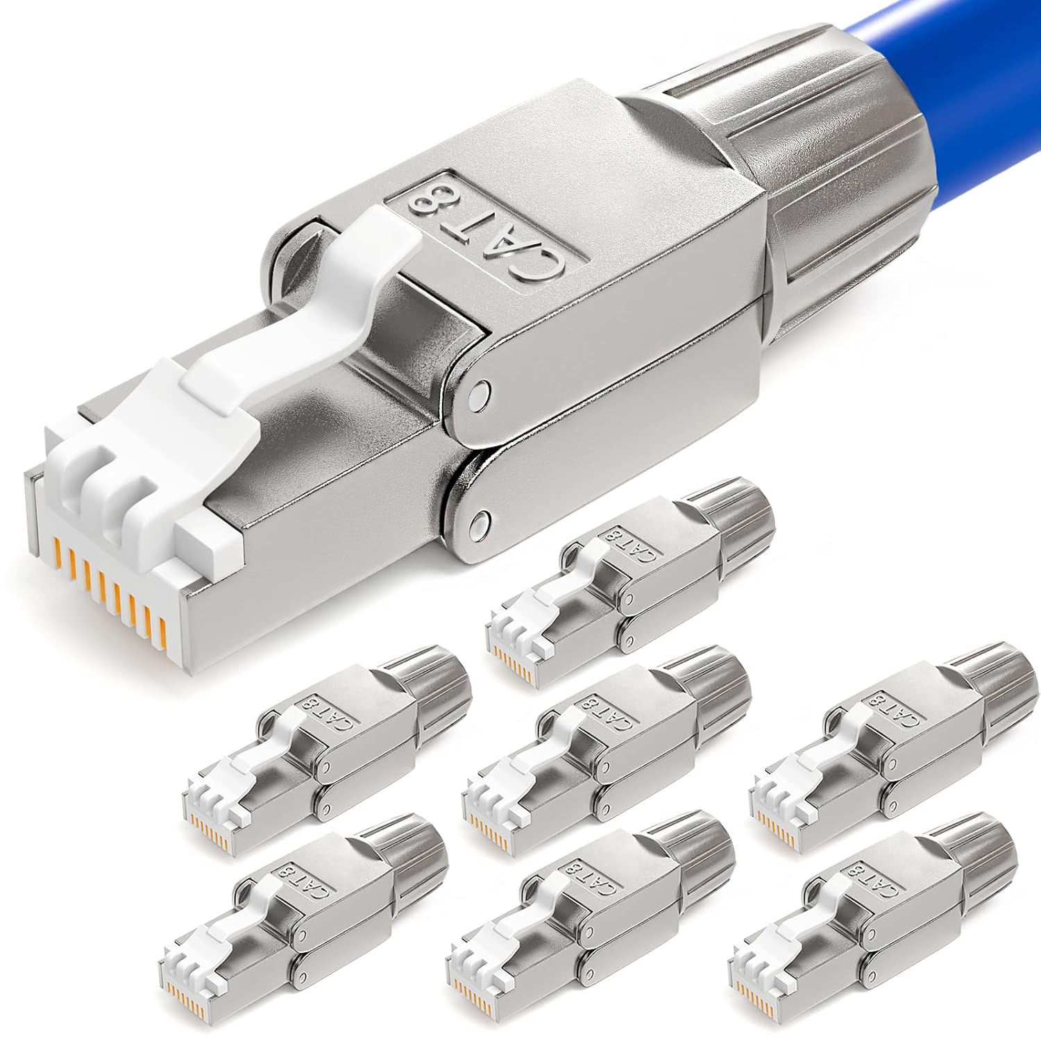 HB-DIGITAL 8 x CAT 8 RJ45 сетевой разъем для жестких кабелей LAN, кабель для установки Ethernet — без инструментов, LSA — 40 Гбит/