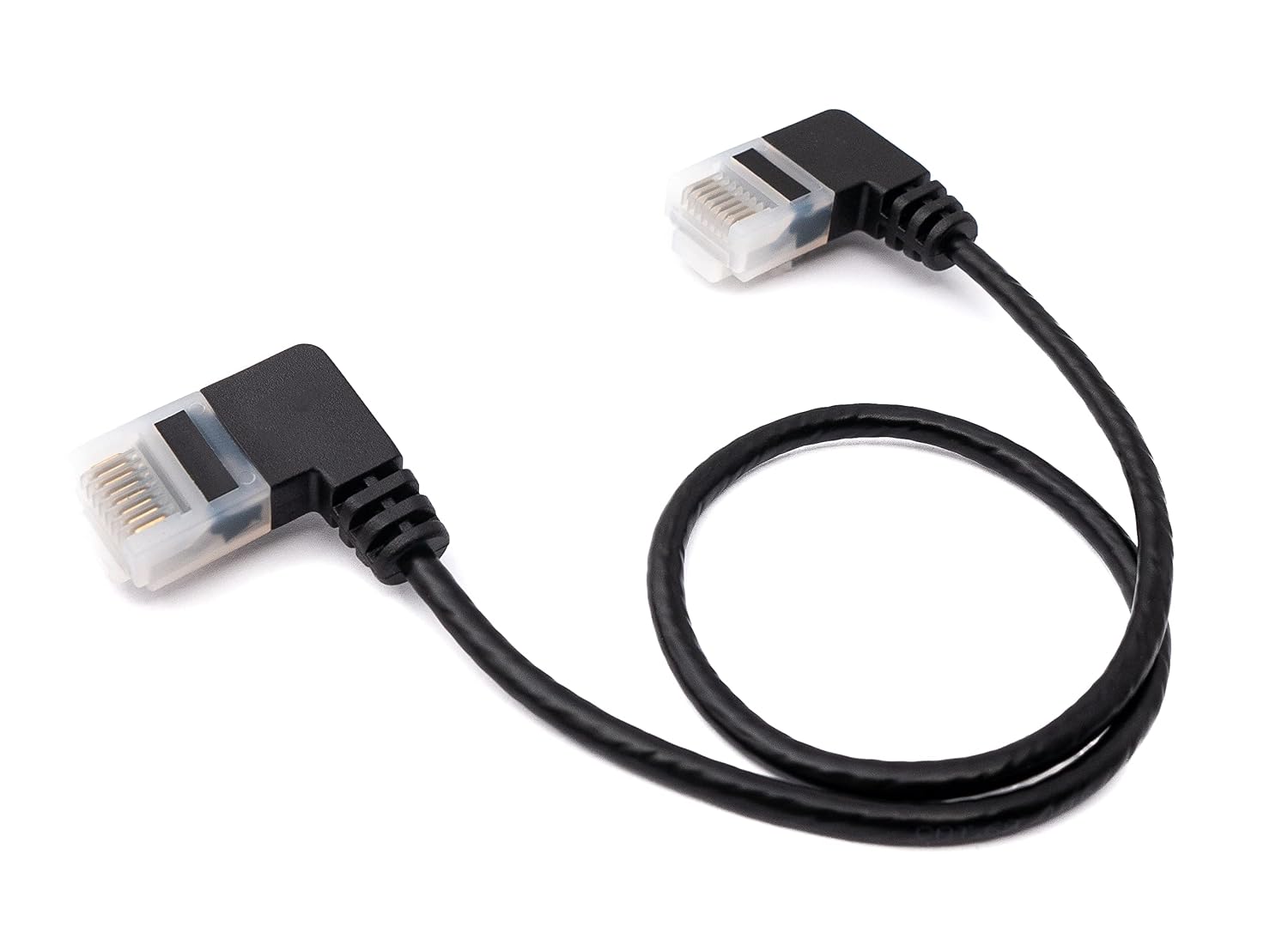 Кабель LAN SYSTEM-S 50 см RJ45 8P8C STP Cat6 адаптер з прямим кутом, чорний