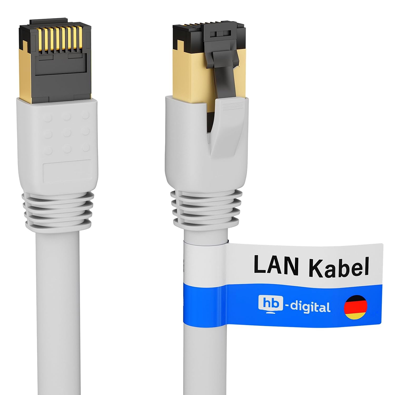 Мережевий кабель HB-Digital 0,25 м CAT 8.1 S/FTP LSZH білий 40 Гбіт/с, LAN, патч-кабель RJ45, штекер Ethernet, 40000 Мбіт/с, швидк
