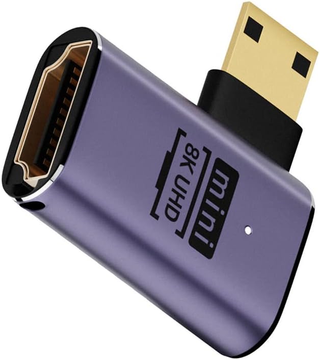 Лівий кутовий Mini HDMI чоловічий до HDMI 2.1 жіночий подовжувач UHD золотистий конвертер-адаптер підтримує 8K 60Hz HDTV