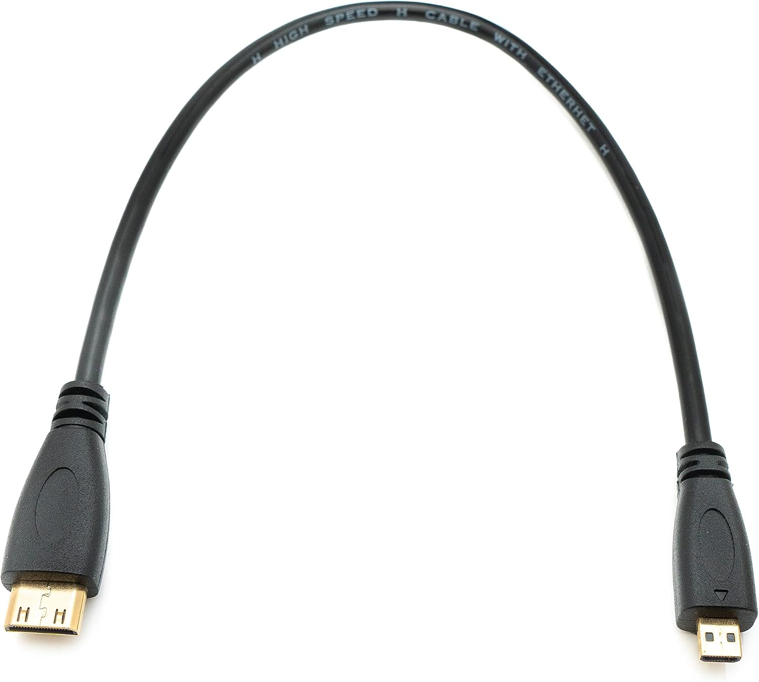 Кабель HDMI System-S 30 см, адаптер с микроштекера на мини-штекер, черный.