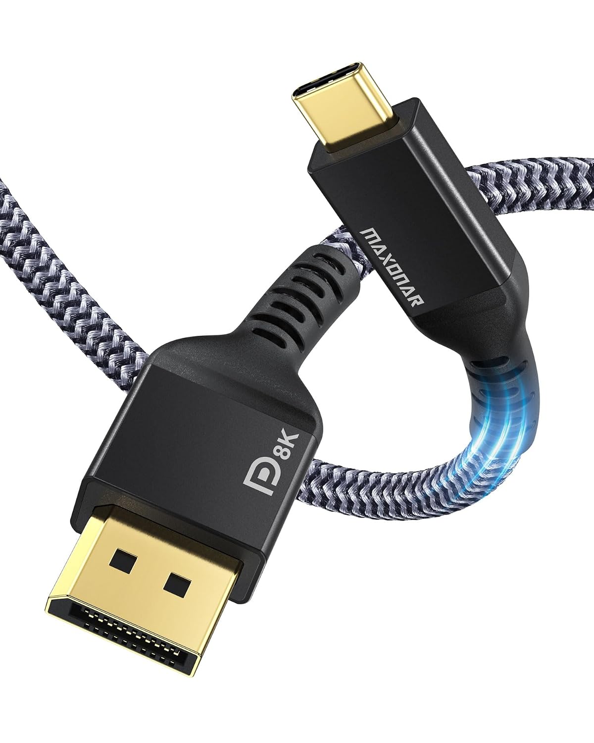 Кабель Maxonar USB C DisplayPort 8K@60Hz 4K@60Hz/144Hz/120Hz 5K@60Hz 2K@240Hz Thunderbolt 3/4 на DisplayPort HBR3 Type-C DP 1.4 дл
