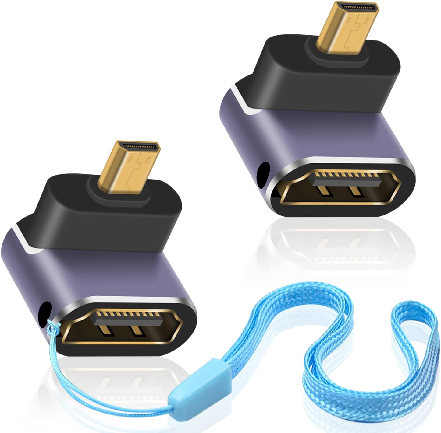 Адаптер Duttek Micro HDMI на HDMI 8K (2 шт.), подовжувач Micro HDMI чоловічий на HDMI жіночий, підтримує 8K@60Hz, UltraHD, 3D для