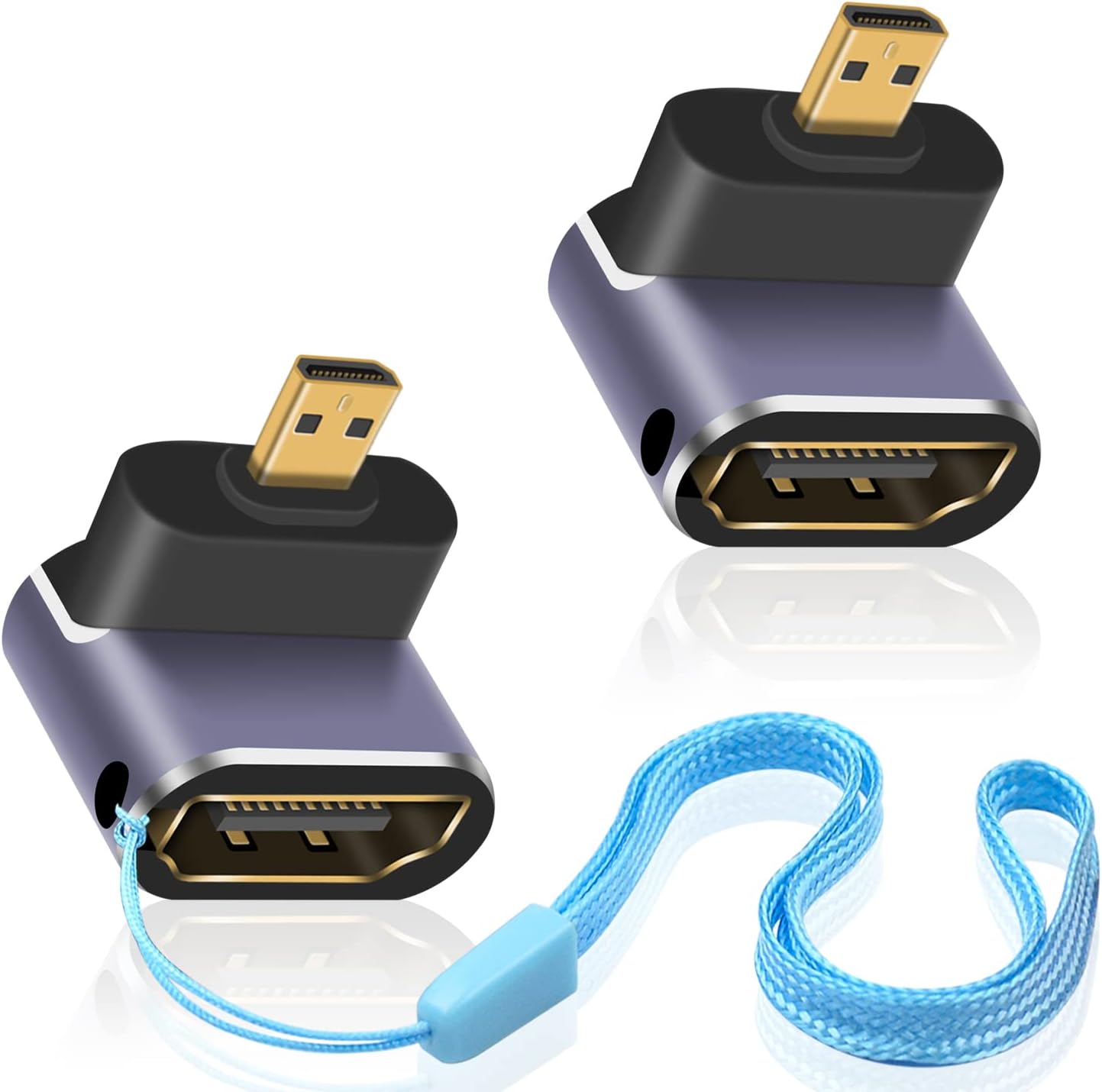 Адаптер Duttek Micro HDMI — HDMI 8K (2 шт.), удлинительный адаптер Micro HDMI «папа» — HDMI «мама», поддерживает 8K@60Hz, UltraHD,