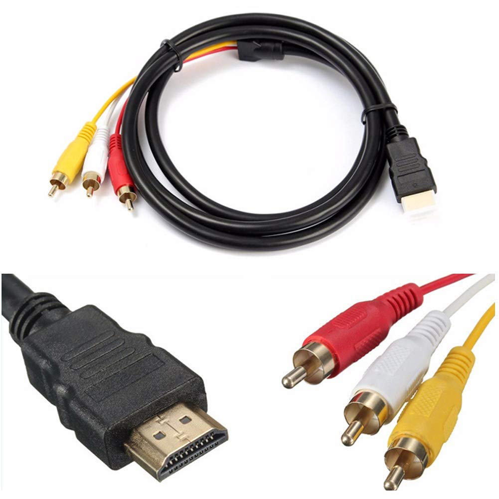 Кабель R43S HDMI — 3RCA, 1,5 м — HDMI штекер на RCA AV для видео и аудио 1080p, совместим с телевизорами, HDTV, DVD-проигрывателям