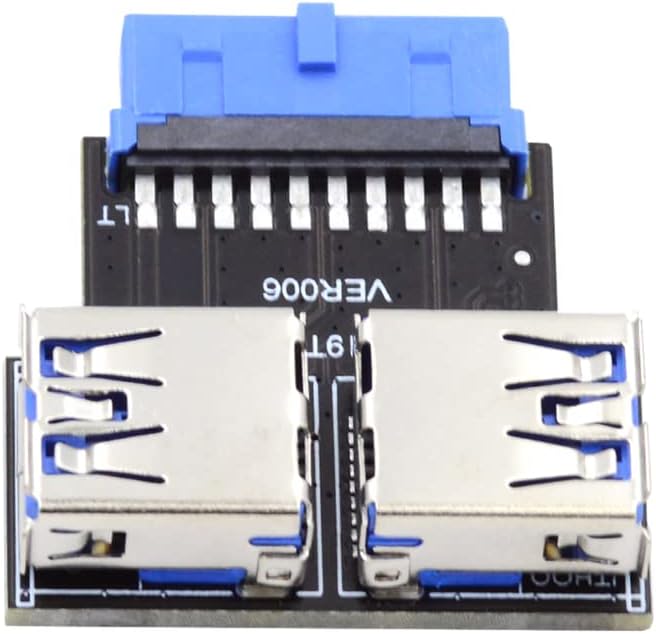 Адаптер с двумя разъемами USB 3.0 типа A (гнездо) к 20/19-контактному разъему материнской платы, горизонтальный, 5 Гбит/с, для печ