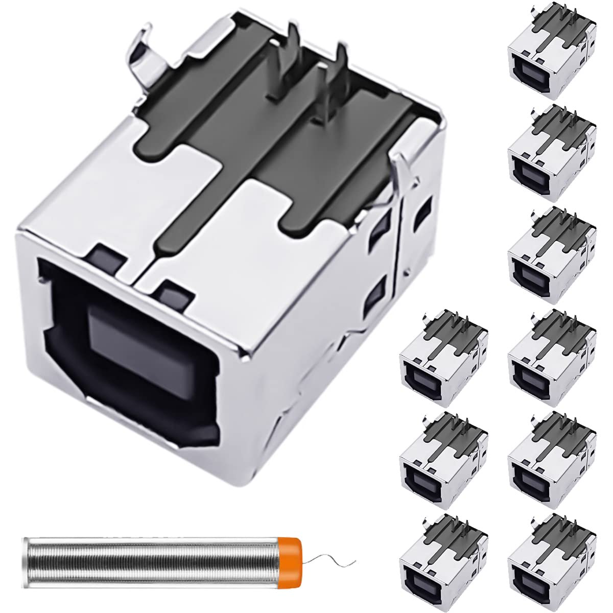 Роз'єм USB 2.0 типу B, жіночий, кут 90 градусів, 4-контактне гніздо для друкованої плати, заміна ремонтного адаптера - упаковка з