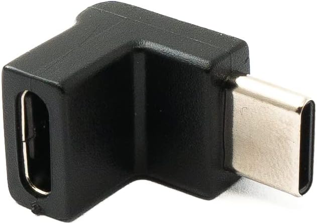 Адаптер System-S USB 3.1 Type C, штекер к угловому разъему, черный кабель.