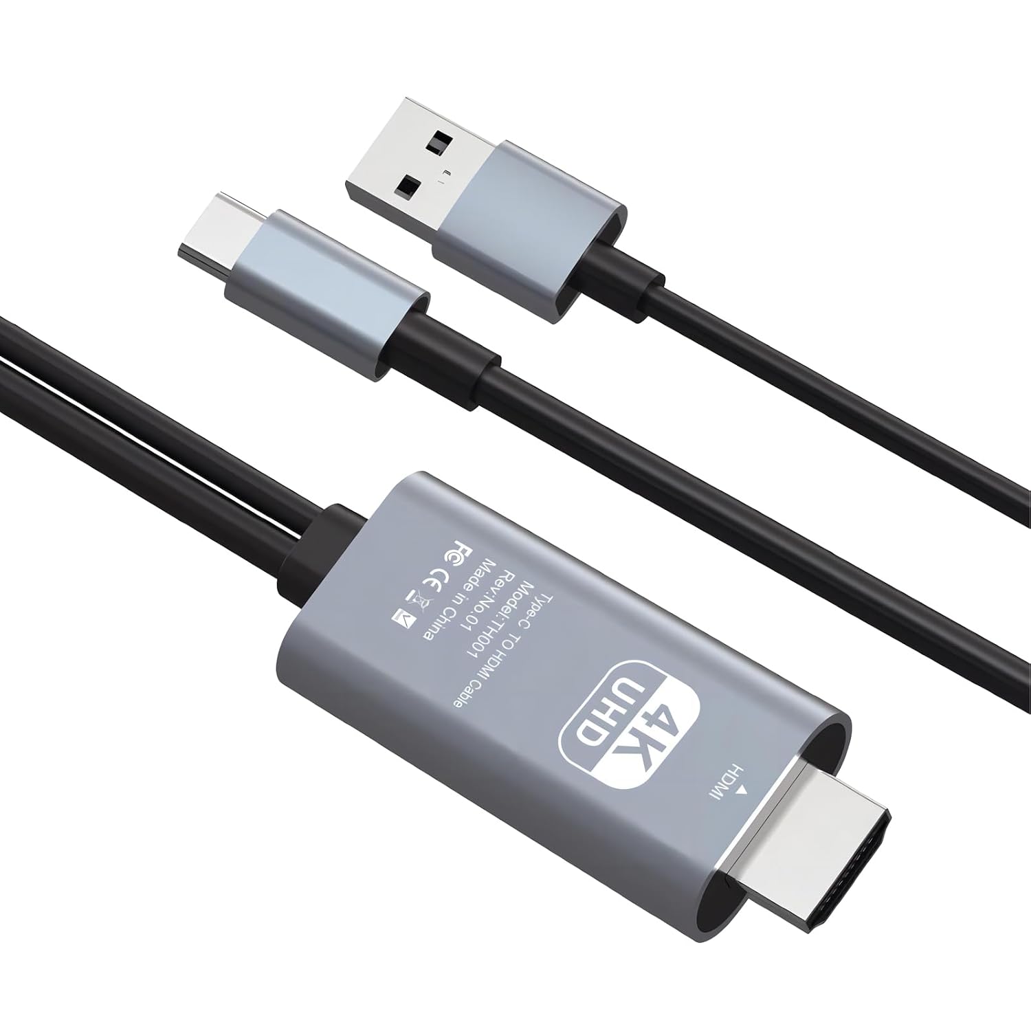 Кабель 4K@60HZ Type C — HDMI с портом для зарядки, 1,8 метра. Адаптер USB C — HDMI, совместимый с iPhone 15/MacBook Pro/Chromebook