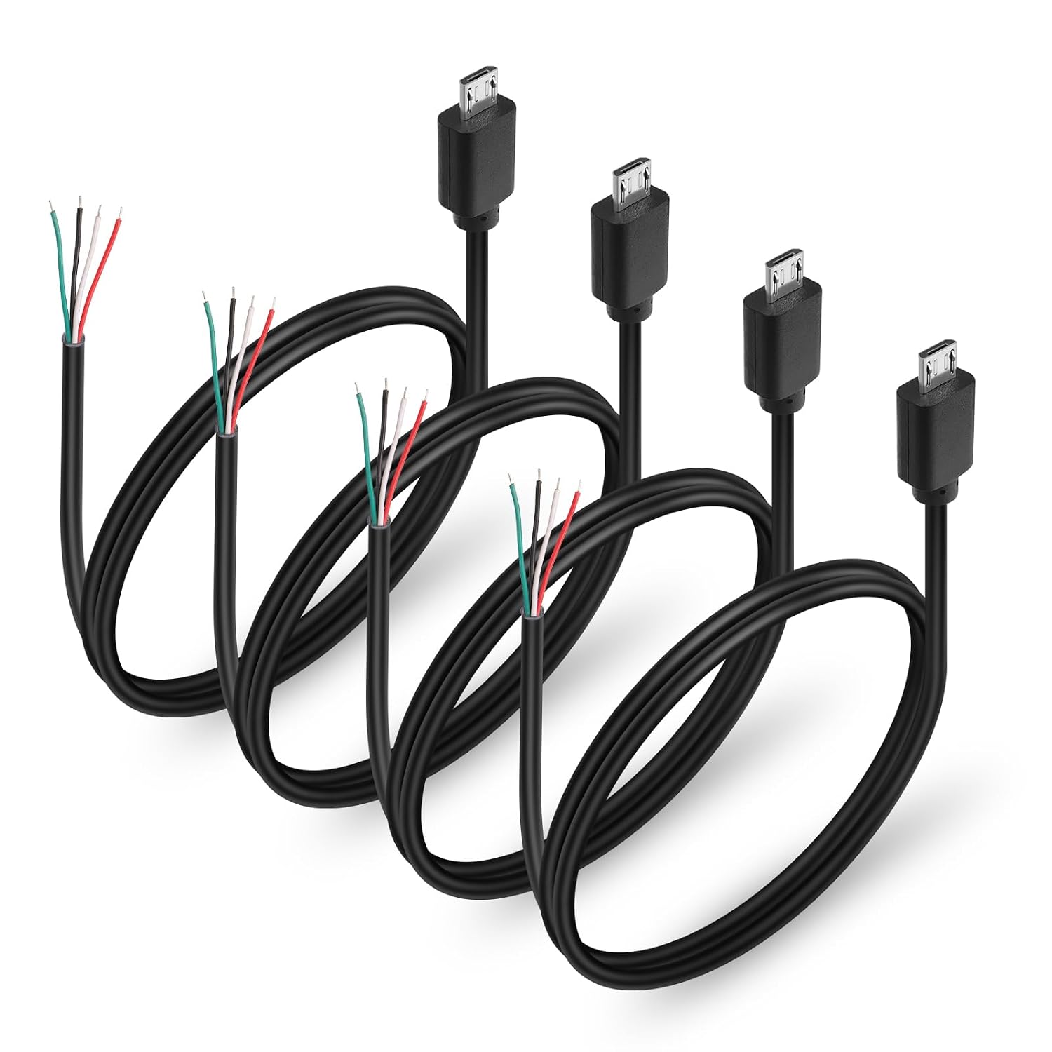 4 шт. Micro USB чоловічий 4-контактний кабель живлення з голим дротом, кабель для самостійного встановлення USB-обладнання або каб