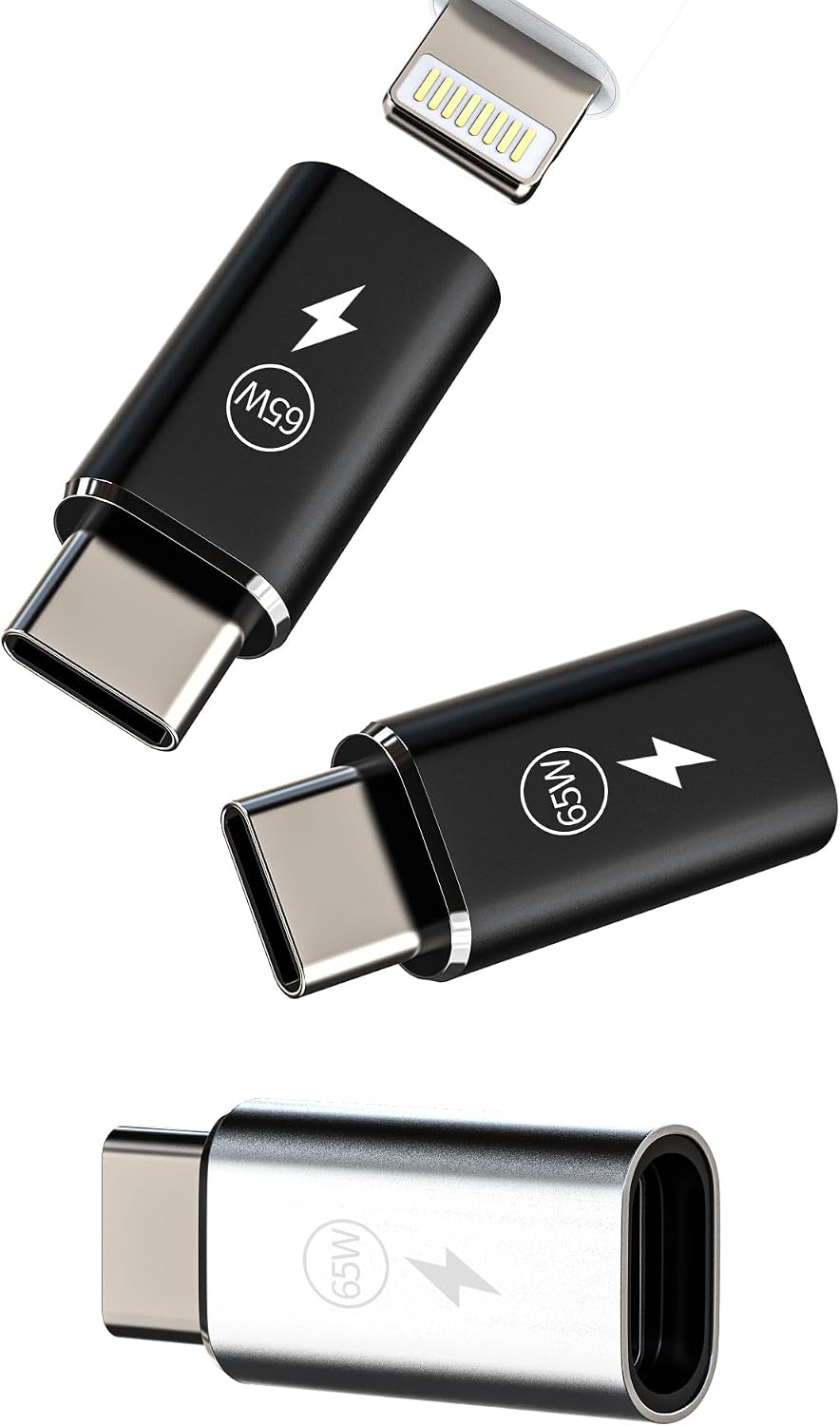 Адаптер для быстрой зарядки 65 Вт Lightning Female на USB C Male (3 шт.) Кабель-конвертер Type-C для зарядки Apple iPhone 15 Pro M