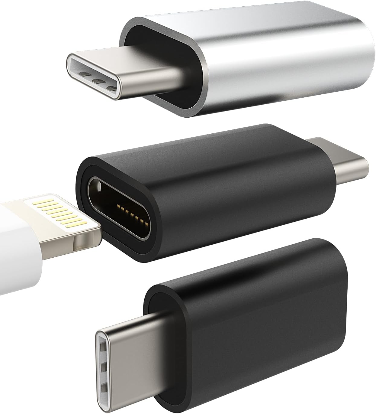 Кабель-адаптер USB-C «папа» — Lightning «мама» (3 шт.) для Apple iPhone 15 Pro Max Plus, iPad 10, Air 4/5, Mini 6, Pro 12.9. Совме