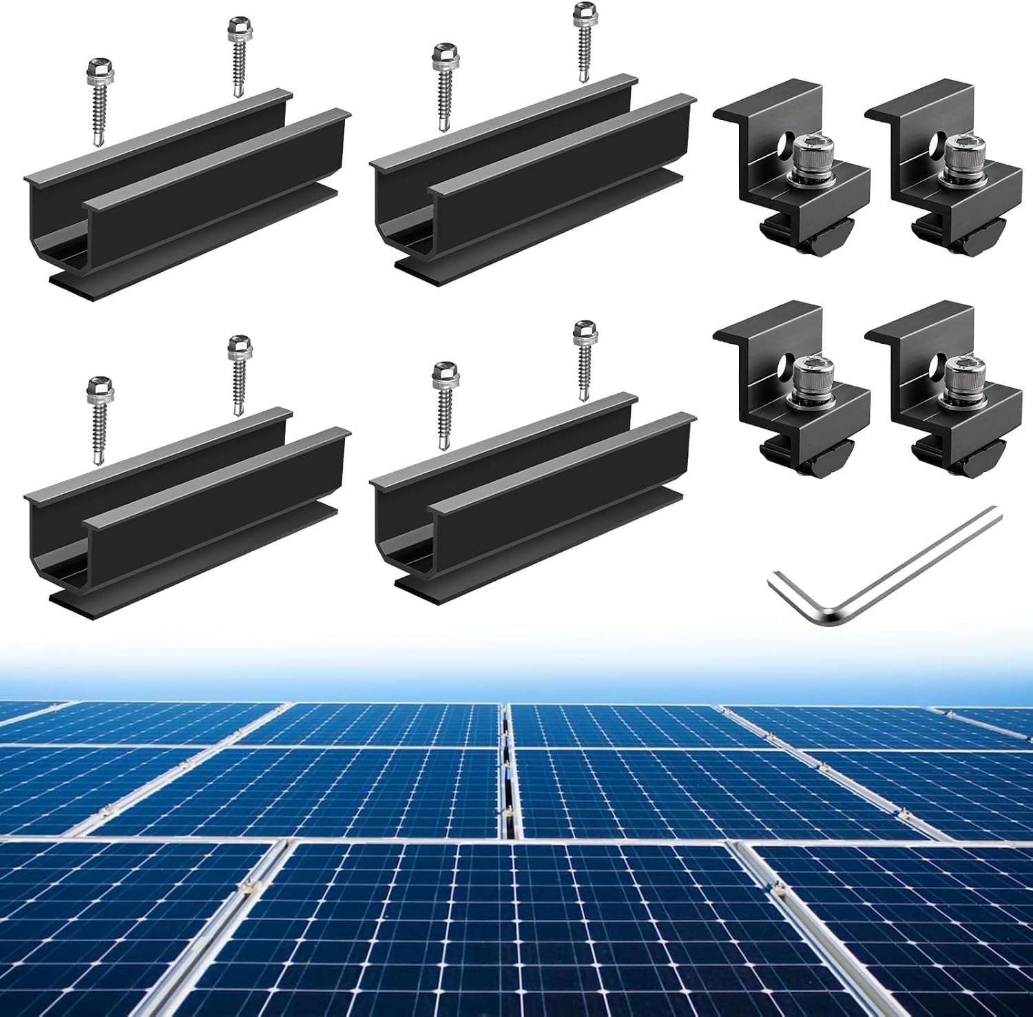Комплект из 4 креплений для солнечных панелей Anbte 120 x 25 мм с универсальными креплением для солнечных панелей из нержавеющей с
