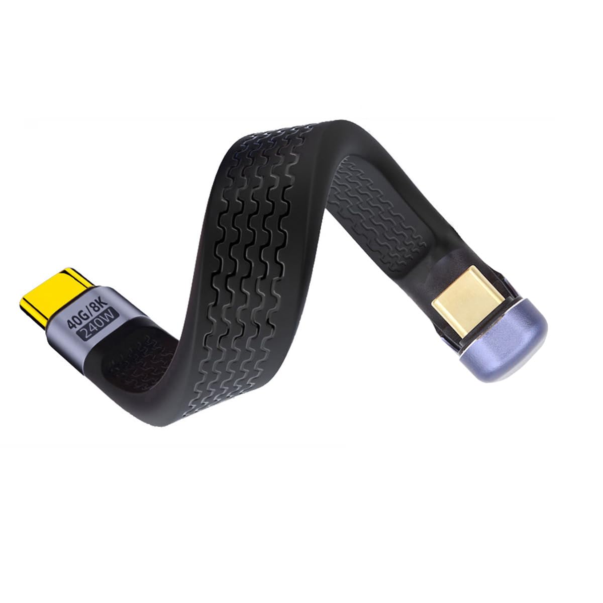 240 Вт Type-C USB-C чоловічий до USB4 чоловічий 40 Гбіт/с 100 Вт 8K плоский тонкий FPC кабель даних U-подібний кутовий кабель для