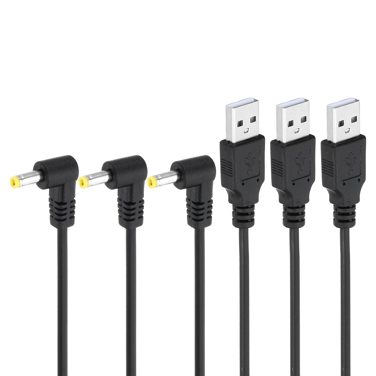 Кабель питания PATIKIL USB 2.0 Type A Male to DC 4.0 x 1.7mm 90° с цилиндрическим разъемом, 3 шт., адаптер-разъем, зарядный кабель