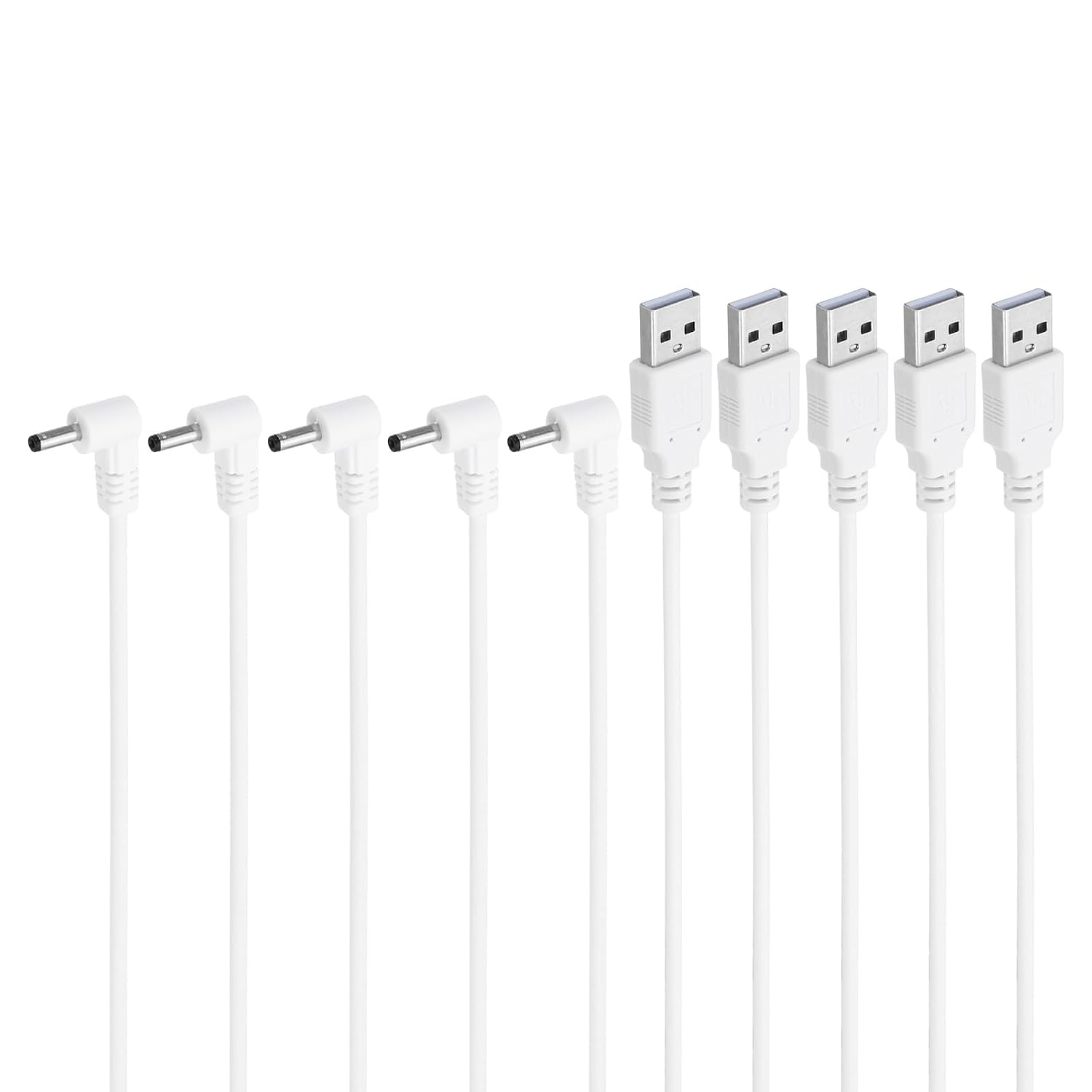 Кабель питания постоянного тока PATIKIL USB 2.0 Type-A, 3,5 x 1,35 мм, угловой разъем 90 градусов, цилиндрический разъем, 5 штук,